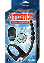 Atomic Dual Delight Rechargeable Silicone C-Ring and Anal Beads - Black