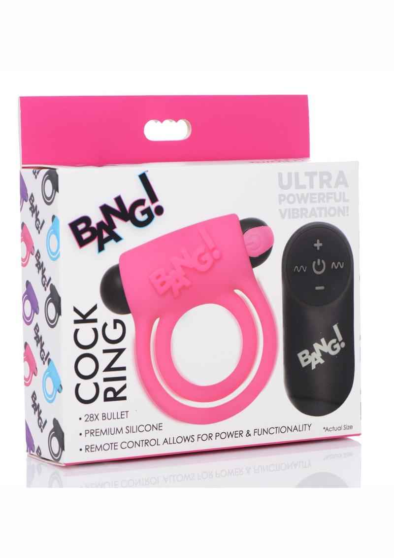 Bang! Silicone Rechargeable Cock Ring and Bullet with Remote Control
