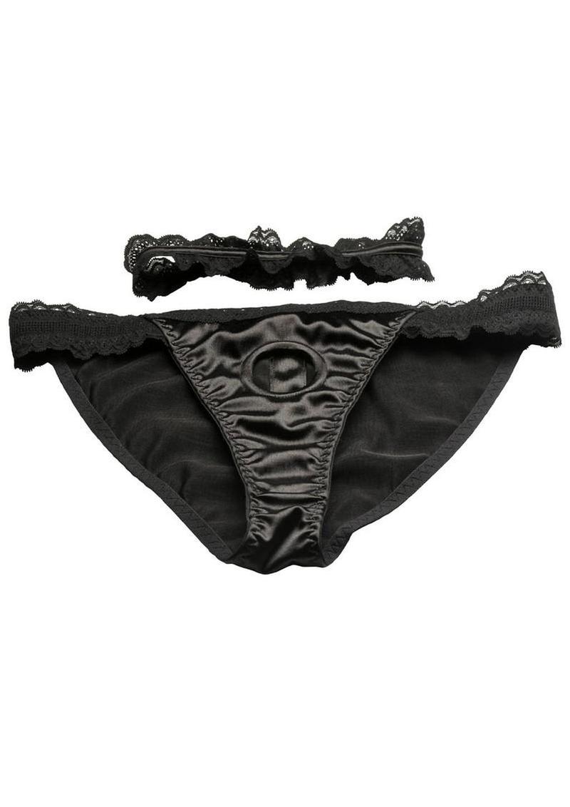 Bedroom Bliss Jolie Strap-On Panty Harness and Garter - Black - Large