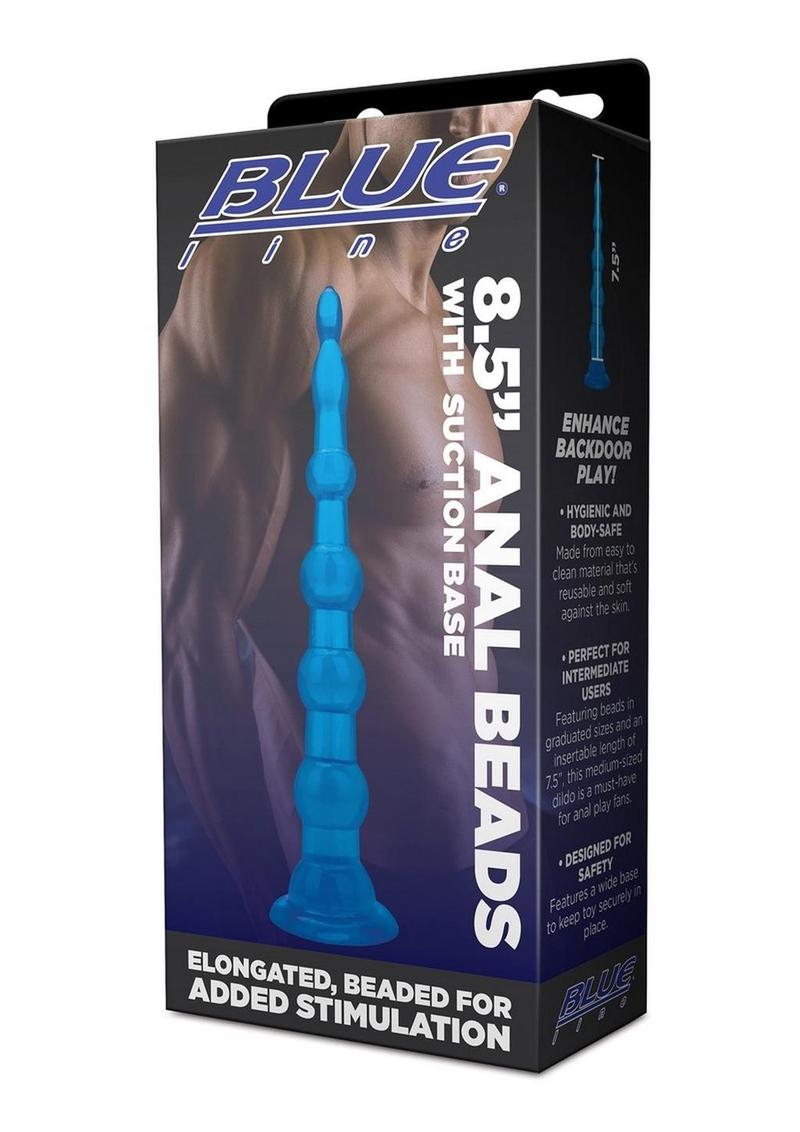 Blue Line Anal Beads with Suction Cup - True Pleasures