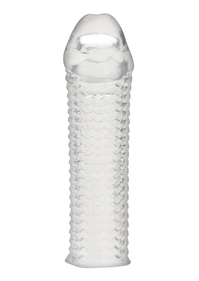 Blue Line Clear Textured Penis Enhancing Sleeve Extension - True Pleasures