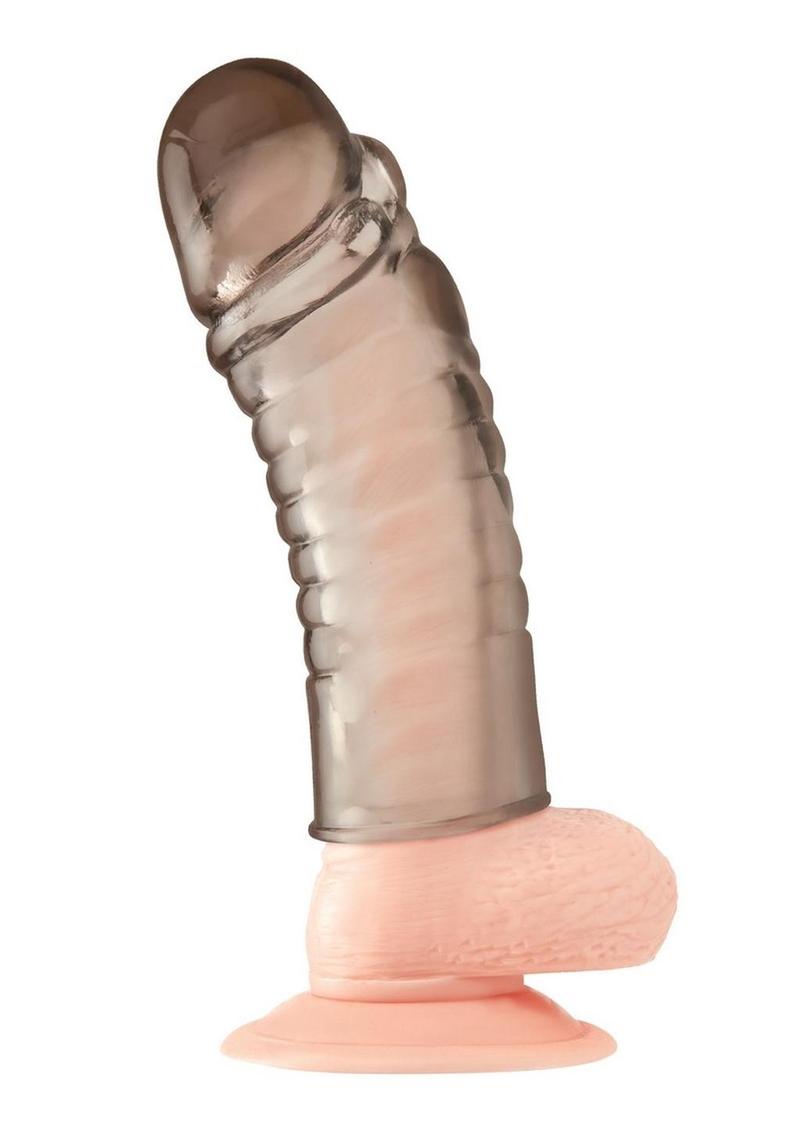 Blue Line Ribbed Realistic Penis Enhancing Sleeve Extension - True Pleasures