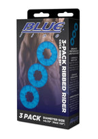Blue Line Ribbed Rider Cock Ring - True Pleasures