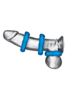 Blue Line Ribbed Rider Cock Ring - True Pleasures