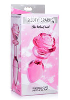 Booty Sparks Pink Rose Glass Anal Plug - True Pleasures