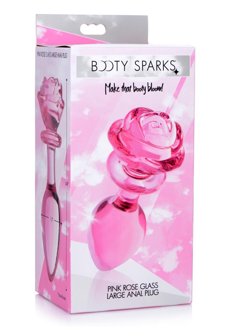 Booty Sparks Pink Rose Glass Anal Plug - True Pleasures