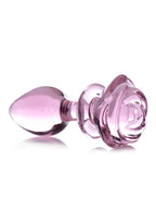 Booty Sparks Pink Rose Glass Anal Plug - True Pleasures