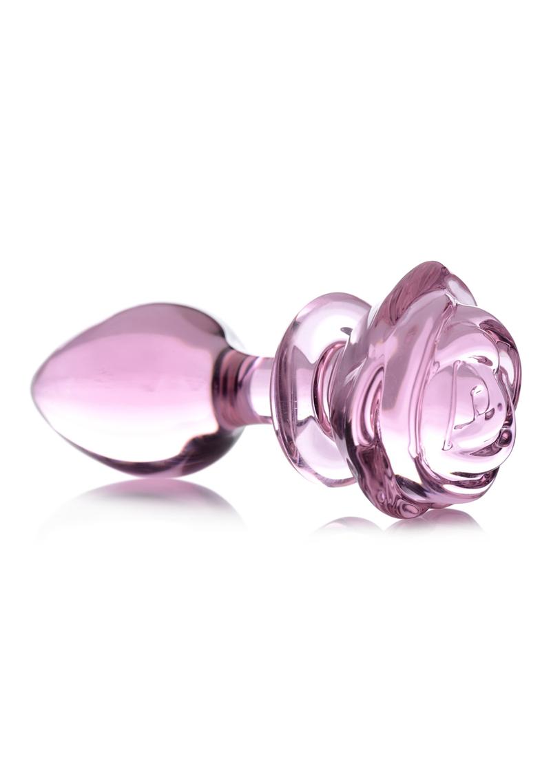 Booty Sparks Pink Rose Glass Anal Plug - True Pleasures