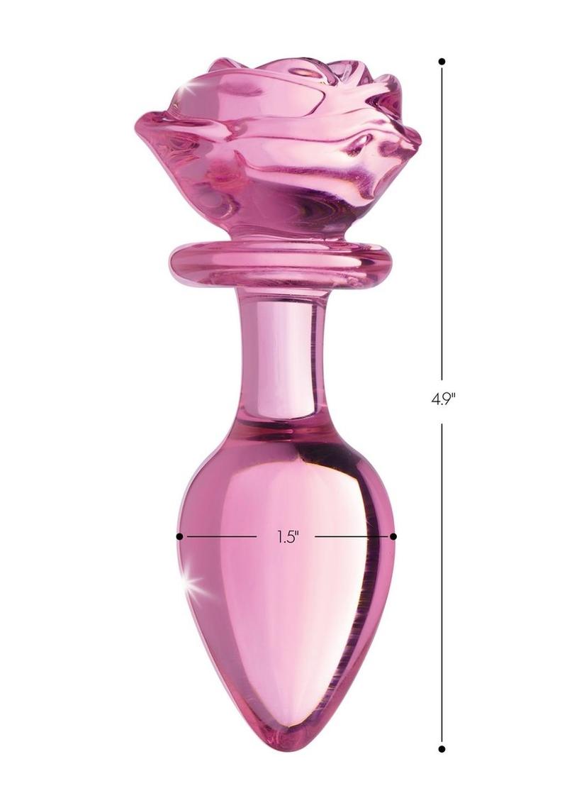 Booty Sparks Pink Rose Glass Anal Plug - True Pleasures