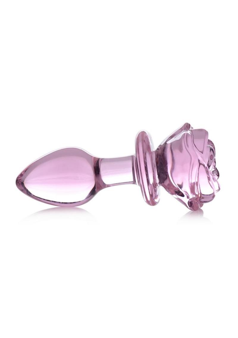 Booty Sparks Pink Rose Glass Anal Plug - True Pleasures