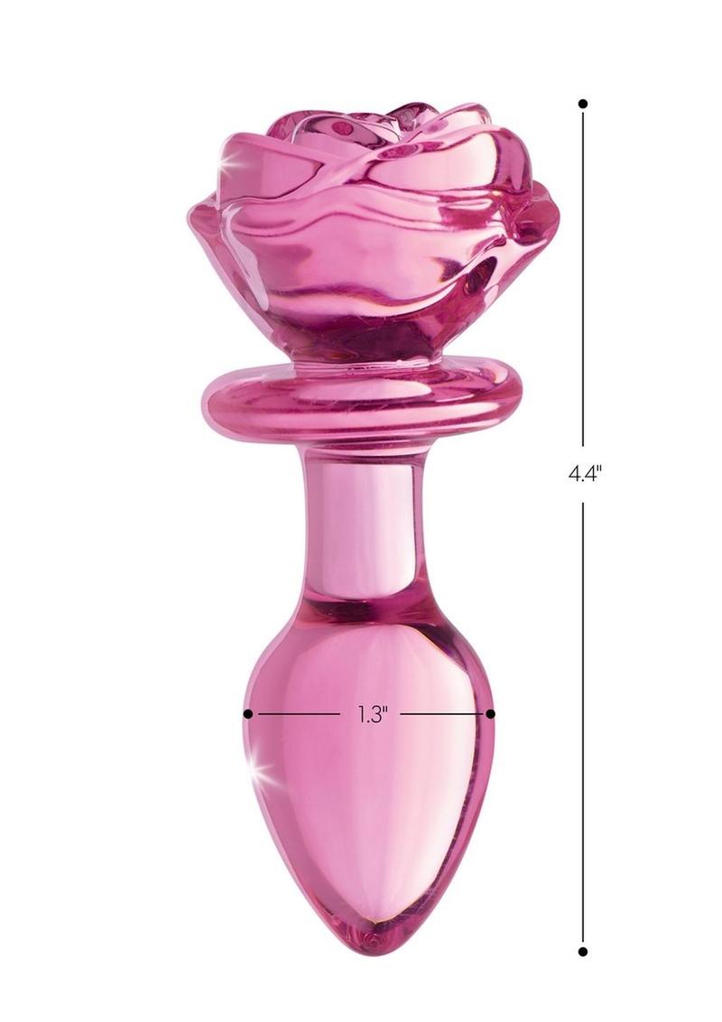 Booty Sparks Pink Rose Glass Anal Plug - True Pleasures