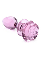 Booty Sparks Pink Rose Glass Anal Plug - True Pleasures