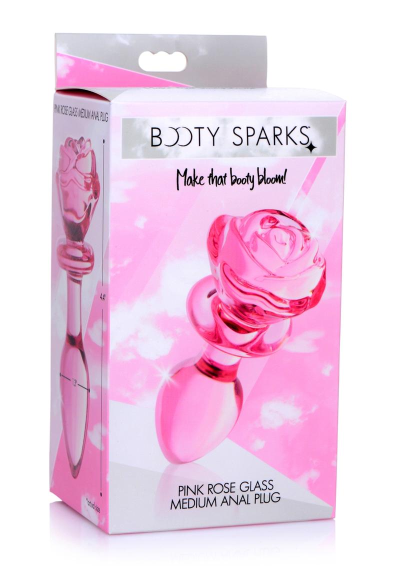 Booty Sparks Pink Rose Glass Anal Plug - True Pleasures