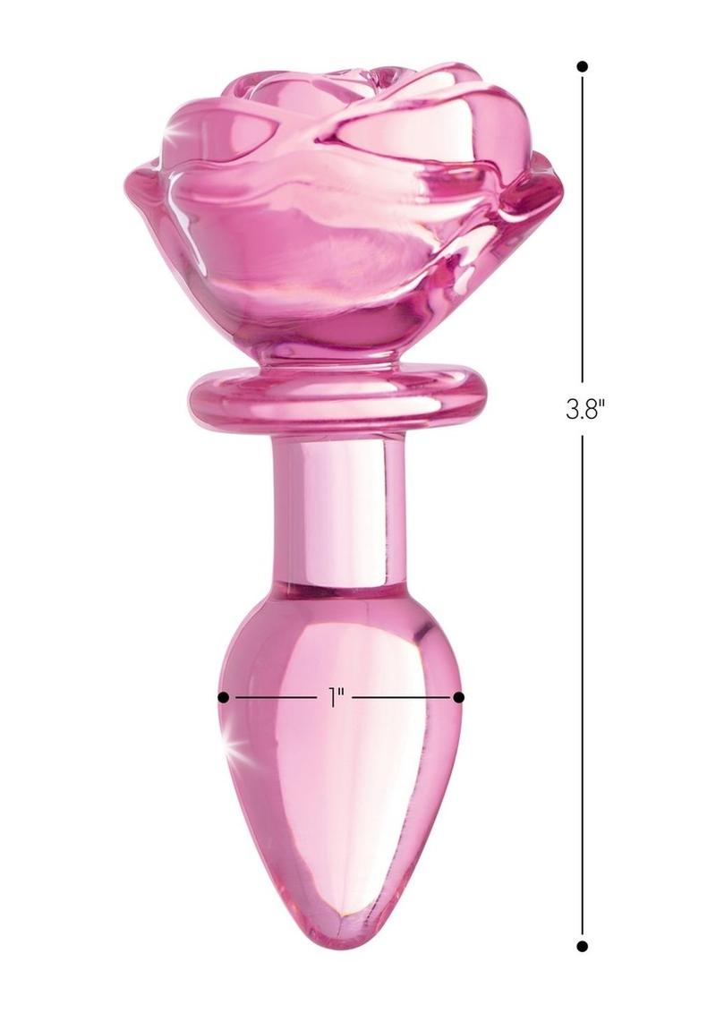 Booty Sparks Pink Rose Glass Anal Plug - True Pleasures