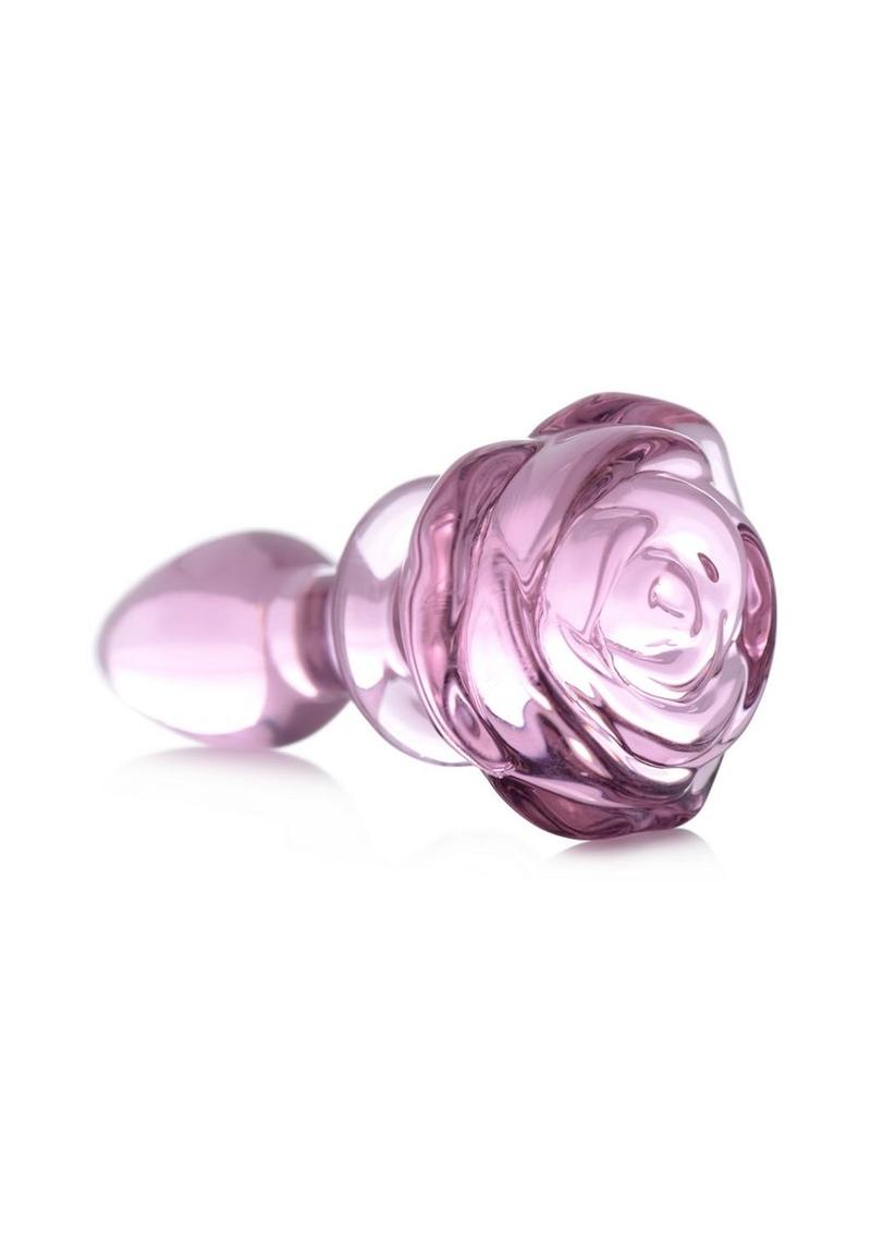 Booty Sparks Pink Rose Glass Anal Plug - True Pleasures