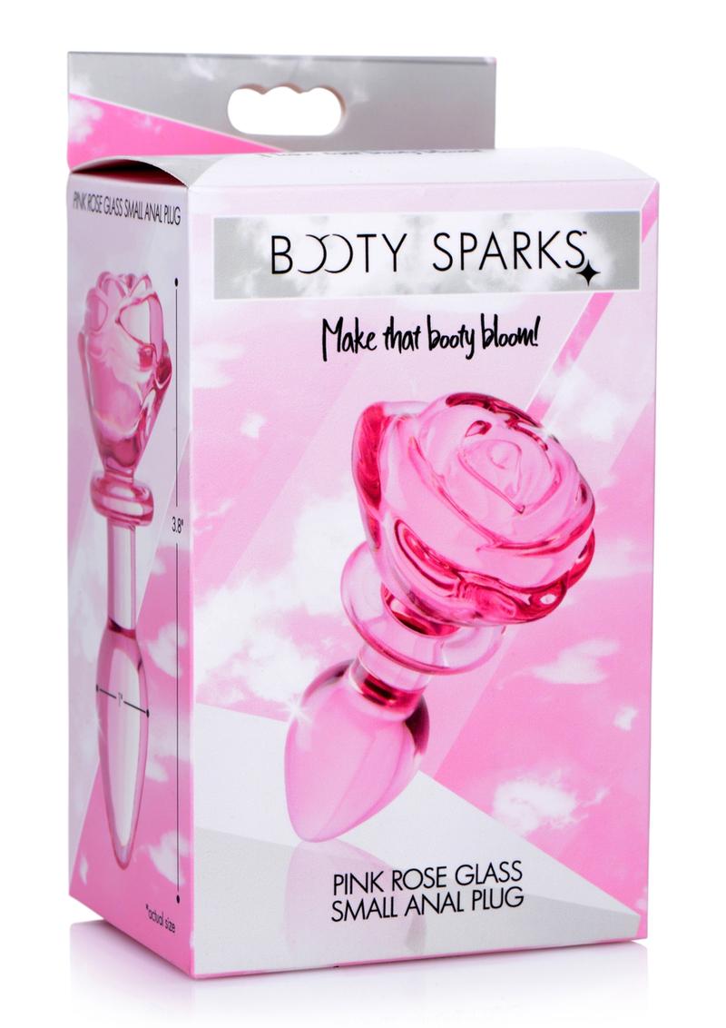 Booty Sparks Pink Rose Glass Anal Plug - True Pleasures