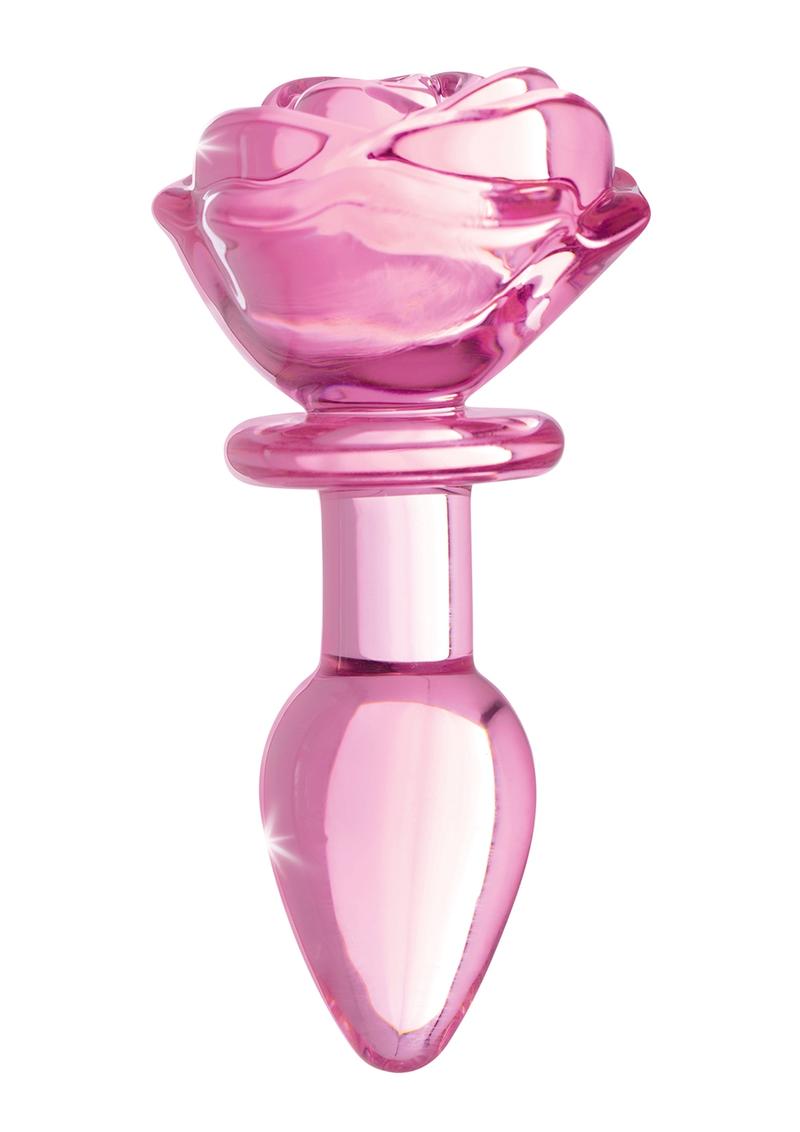 Booty Sparks Pink Rose Glass Anal Plug - True Pleasures