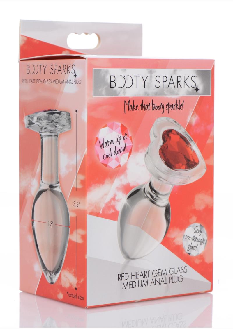 Booty Sparks Red Heart Glass Anal Plug - True Pleasures