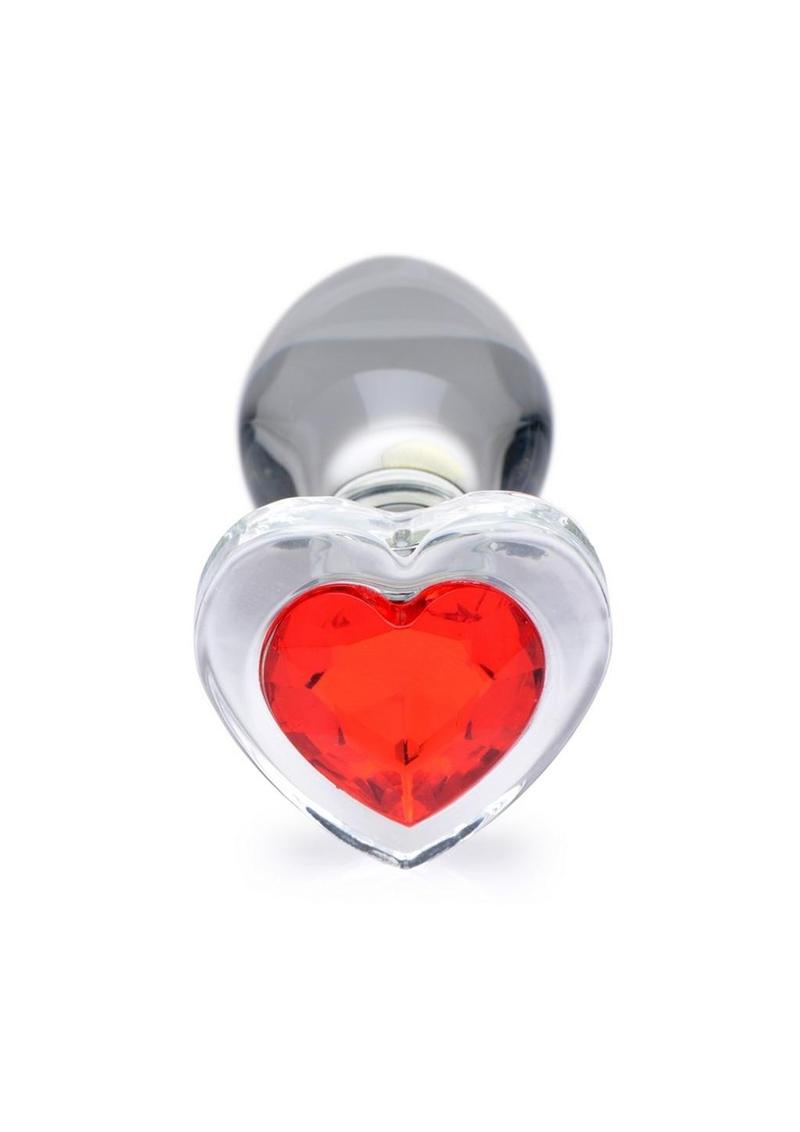 Booty Sparks Red Heart Glass Anal Plug - True Pleasures