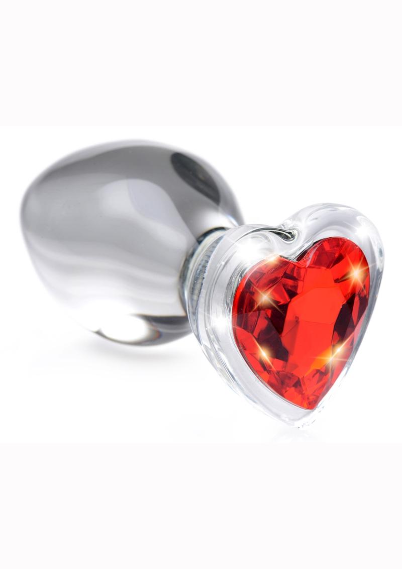 Booty Sparks Red Heart Glass Anal Plug - True Pleasures