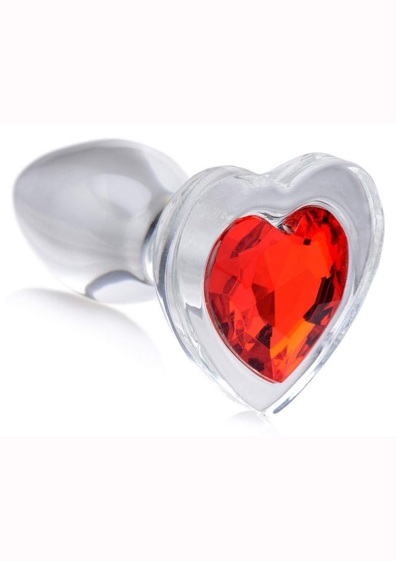 Booty Sparks Red Heart Glass Anal Plug - True Pleasures