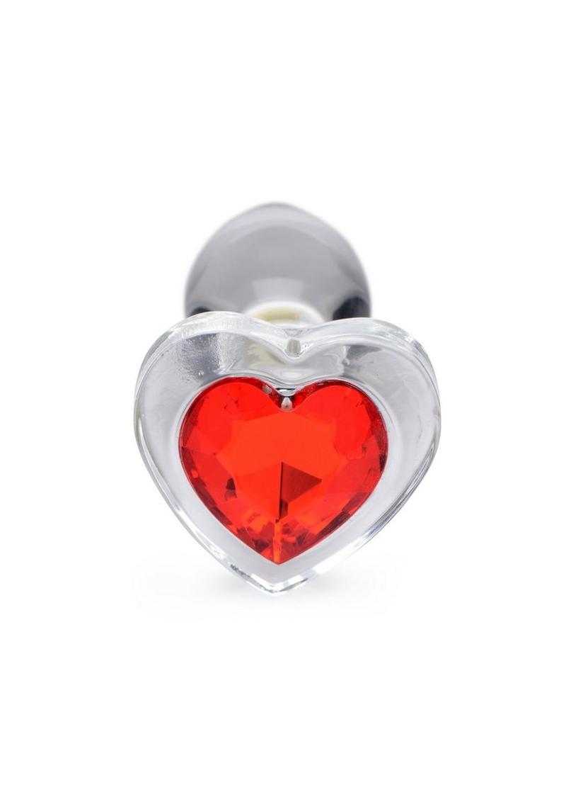Booty Sparks Red Heart Glass Anal Plug - True Pleasures