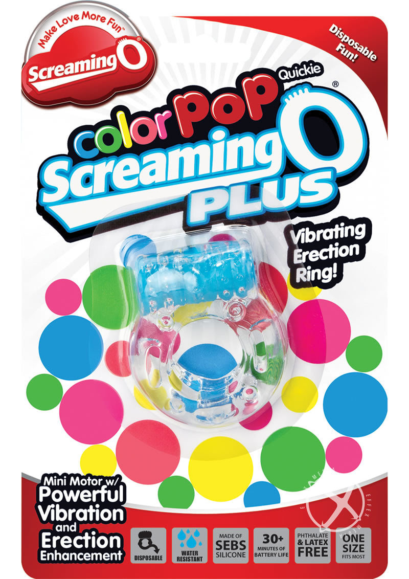 Color Pop Quickie Screaming O Plus Vibrating Ring Silicone Cock Ring - True Pleasures
