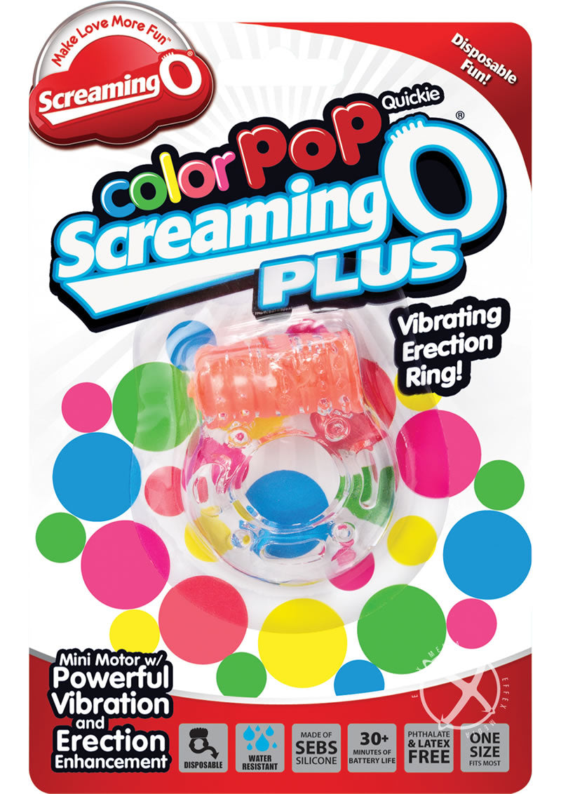 Color Pop Quickie Screaming O Plus Vibrating Ring Silicone Cock Ring - True Pleasures