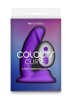 Colours Curve Silicone Vibrating Dildo with Remote Control - Purple - 5in