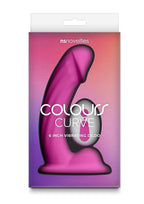 Colours Curve Silicone Vibrating Dildo with Remote Control - Pink - 6in