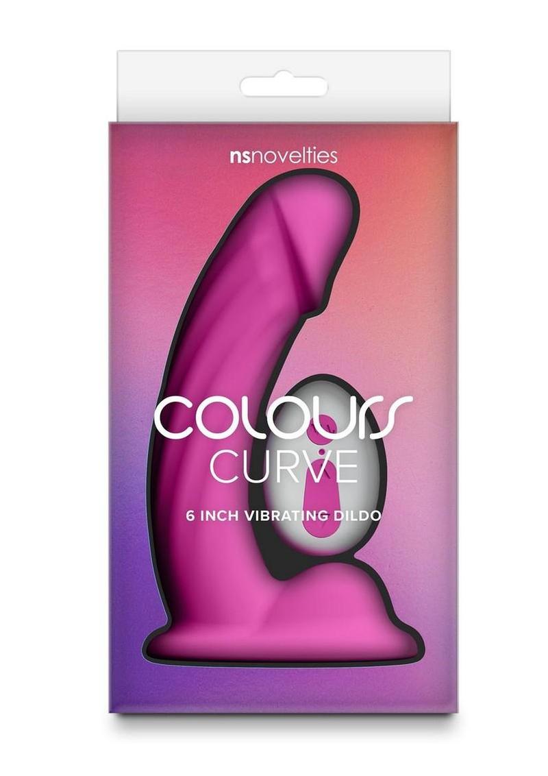 Colours Curve Silicone Vibrating Dildo with Remote Control - Pink - 6in