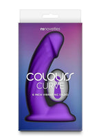 Colours Curve Silicone Vibrating Dildo with Remote Control - Purple - 6in