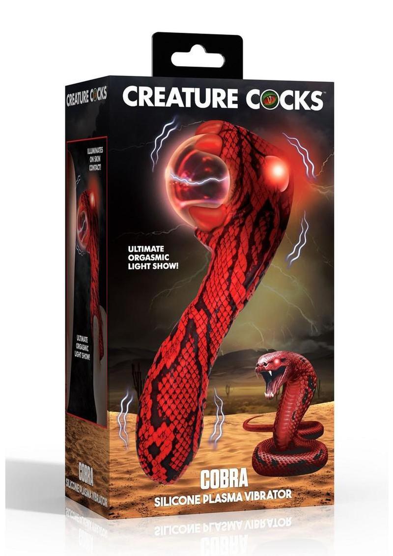 Creature Cocks Cobra Rechargeable Silicone Plasma Vibrator - Black/Red