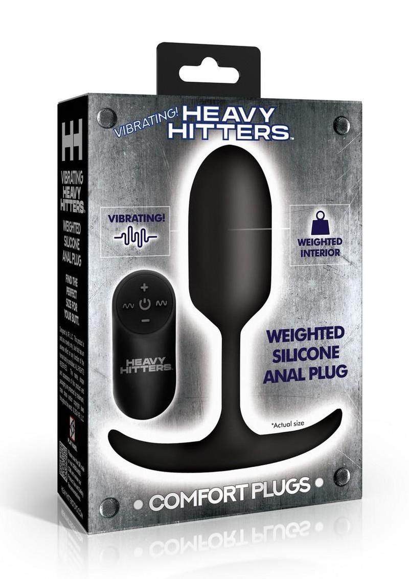 Heavy Hitters Vibrating Weighted Silicone Anal Plug - Black - Medium