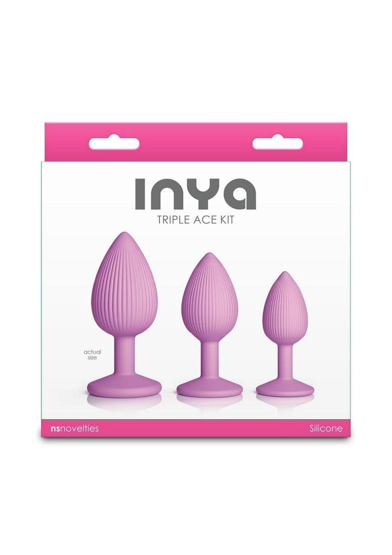 Inya Triple Ace Kit Silicone Lube Channel Anal Plugs - Pink - 3 Piece