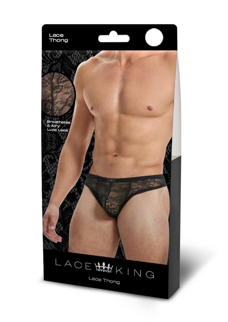 Lace King Lace Thong - Black - Large/XLarge