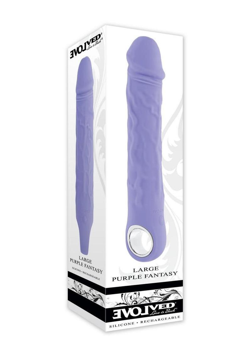Large Purple Fantasy Rechargeable Silicone Vibrator - Purple
