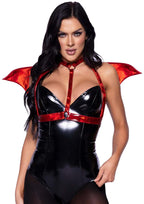 Leg Avenue Iridescent Vinyl Devil Wing Body Harness - Red - One Size