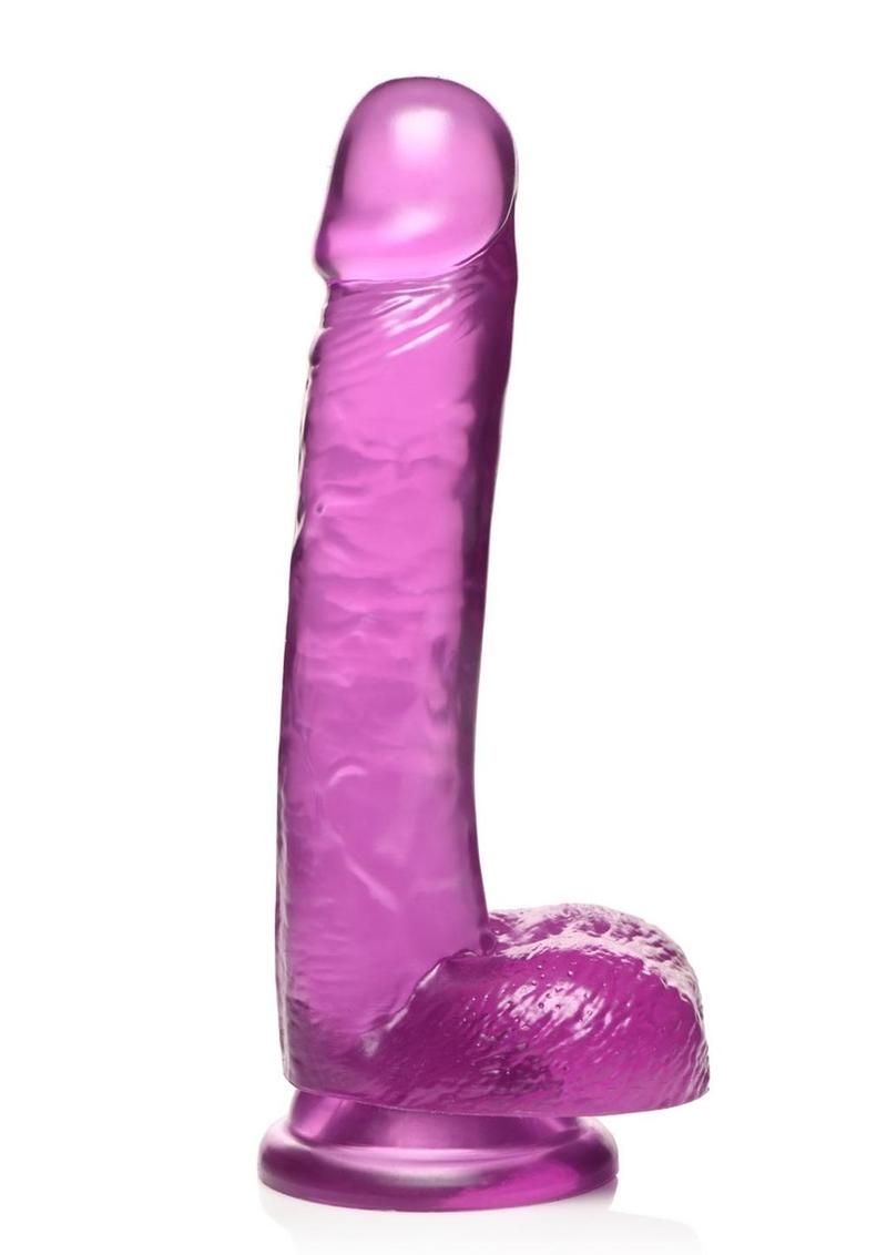 Lollicock Slim Stick Dildo with Balls - Grape Ice/Purple - 7in
