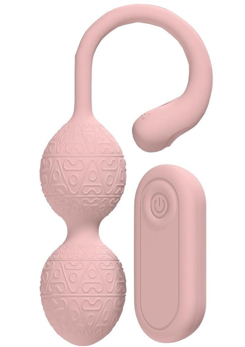 Loveline Pelvifit Beads 10 Function Vibrating Rechargeable Silicone Kegel Vibe with Remote Control - Pink