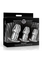 Master Series Dicked Hollow Anal Plug - Clear - 3 Piece/Set
