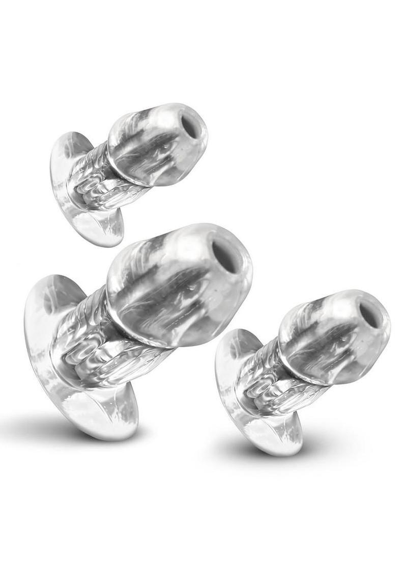 Master Series Dicked Hollow Anal Plug - Clear - 3 Piece/Set