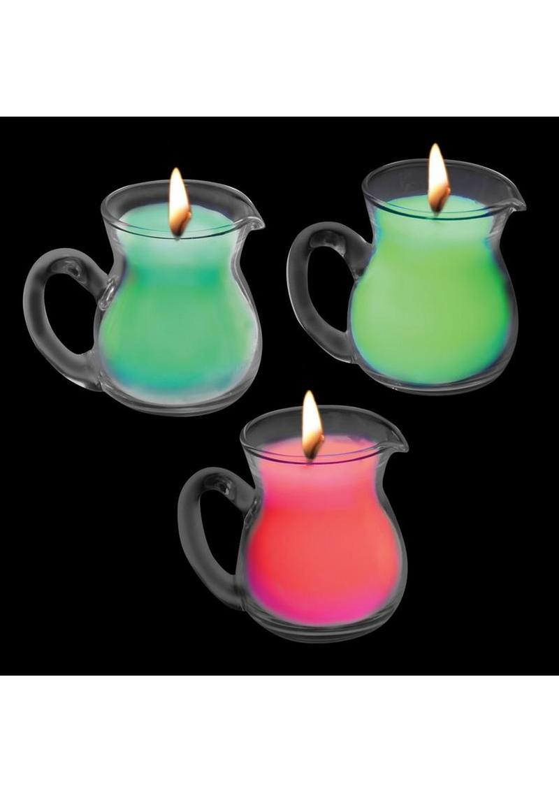 Master Series Glow Pour Blacklight Reactive Drip Candle - Glow In The Dark/Multicolor - 3 Piece/Set