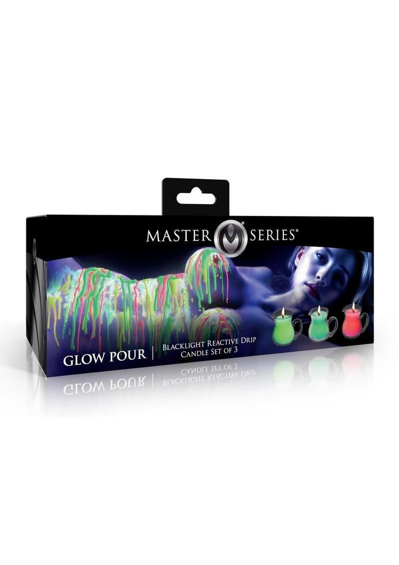 Master Series Glow Pour Blacklight Reactive Drip Candle - Glow In The Dark/Multicolor - 3 Piece/Set