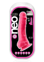 Neo Elite Silicone Dual Density Dildo with Balls - Neon Pink/Pink - 7.5in