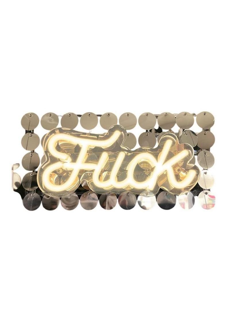 Neon Light Up Fuck Sign - Silver/White