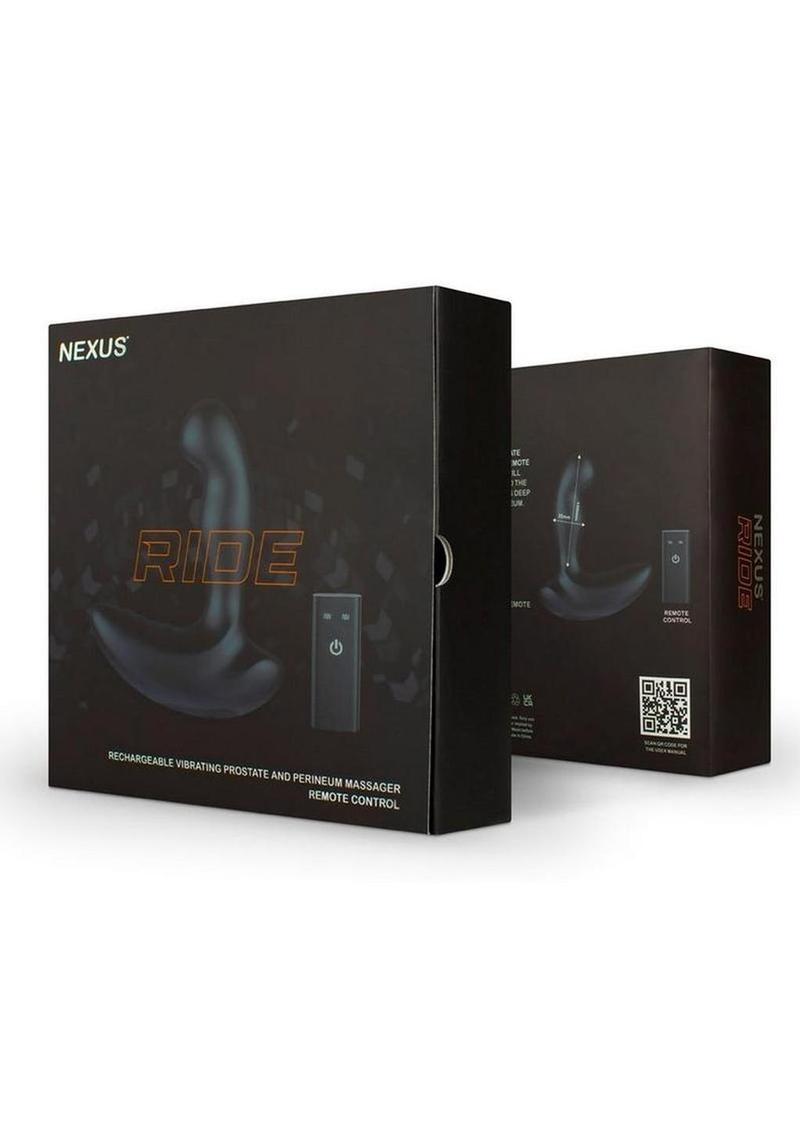 Nexus Ride Rechargeable Silicone Vibrating Prostate and Perinium Massager with Remote Control - Black