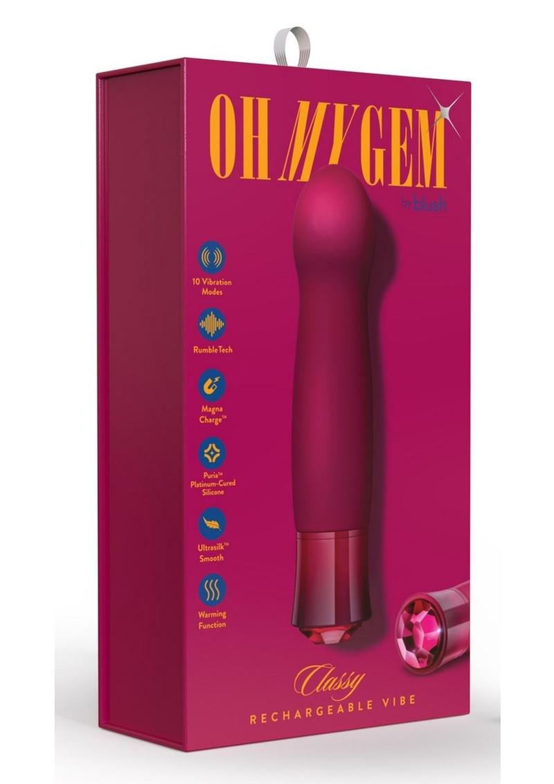 Oh My Gem Classy Rechargeable Silicone Vibrator - Garnet - True Pleasures