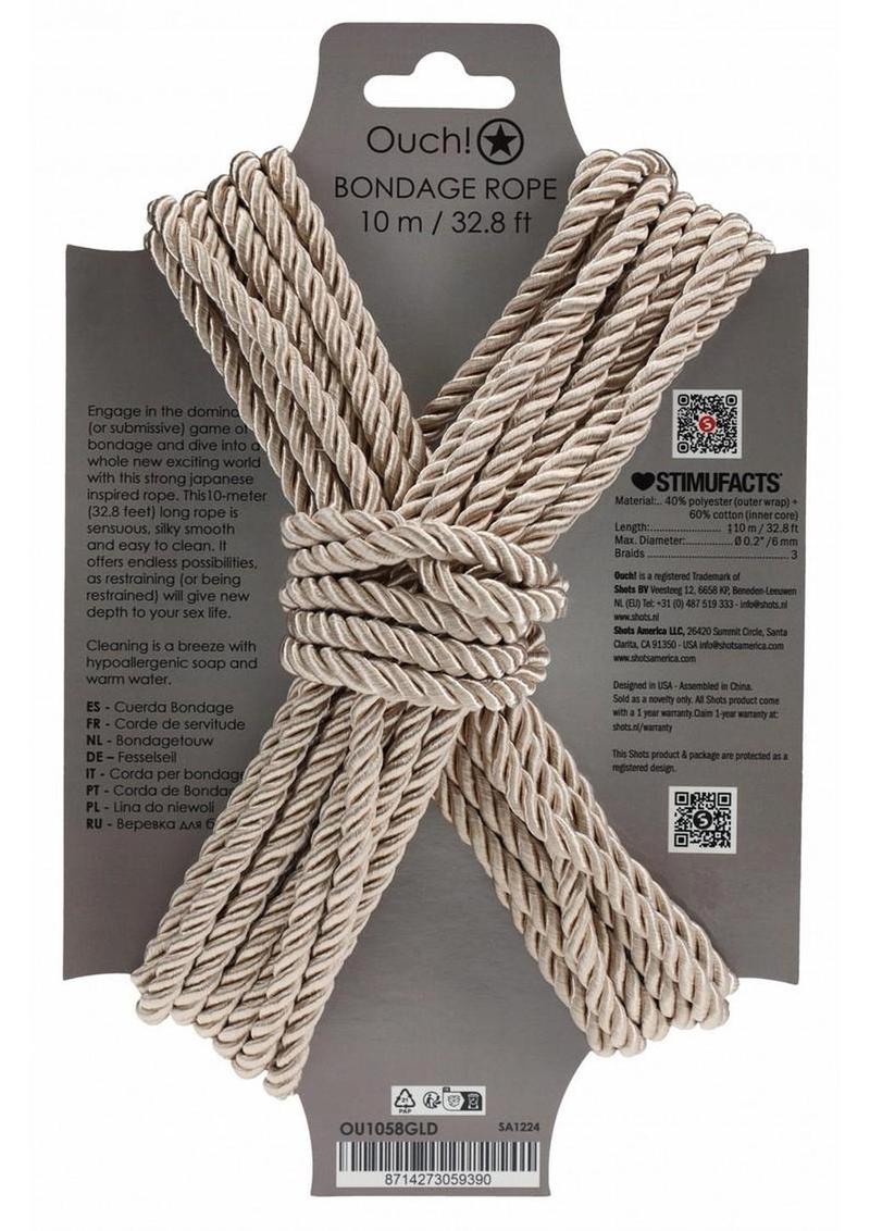 Ouch Bondage Rope 10 Meter Nylon - Gold
