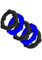 Oxballs Gearheads Silicone Spinner Cock Rings - Black/Blue - 5 Pack